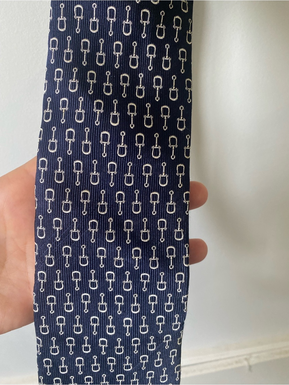 Burberry Men's Navy Patterned Silk